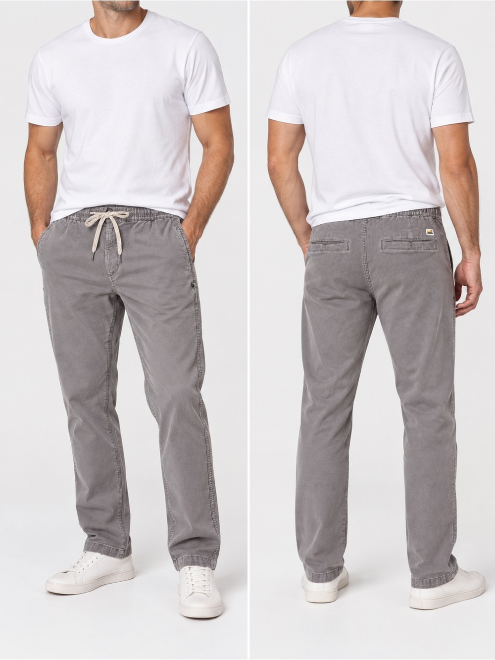 Men's Gray Drawstring Casual Pants